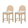 Christopher Knight Home Kinich Boho Rubberwood Rattan Upholstered Counter Stools (Set of 2) - 2 of 4