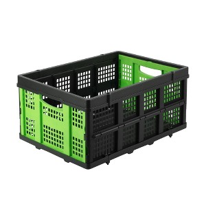 55 L Collapsible Plastic Crates, Heavy-Duty Folding Storage Bins with Handles, Interlocking Baskets for Home, Office, School, Garage - 1 of 4