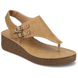 Journee Collection Womens Mckell Wedge Heel Buckle Sandals - 1 of 4