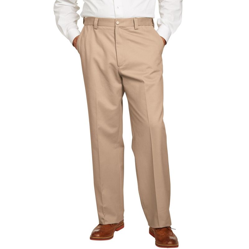 KingSize Men's Big & Tall Relaxed Fit Wrinkle-Free Expandable Waist Plain Front Pants, 1 of 2