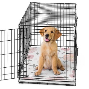 Sweet Jojo Designs Dog Crate Bottom Tray Pan Cover 36in. Watercolor Floral Pink and Grey - 1 of 4