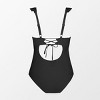 Women's V Neck Ruffle Back Tie Maternity One Piece Swimsuit - Cupshe-L-Black