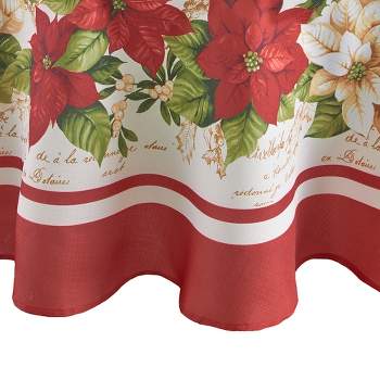 Red and White Poinsettias Tablecloth - Red/Green - Elrene Home Fashions