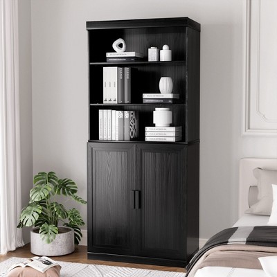 PexFix 72"x31"x16" Wood Accent Cabinet with Adjustable Shelves in Black