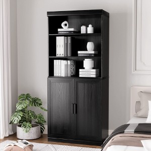 PexFix 72"x31"x16" Wood Accent Cabinet with Adjustable Shelves in Black - 1 of 4