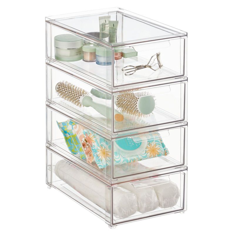 mDesign Plastic Stackable Bathroom Storage Organizer with Drawer, 1 of 8