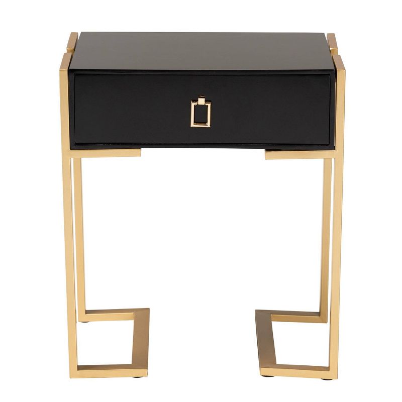 Luna Wood and Metal End Table Black/Gold - Baxton Studio, 1 of 12