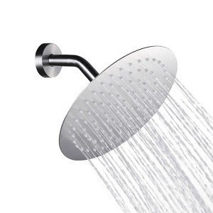 WOWOW 1-Spray Patterns with 1.8 GPM 8 in. Wall Mount Rain Fixed Shower Head in Brushed Nickel - 1 of 4