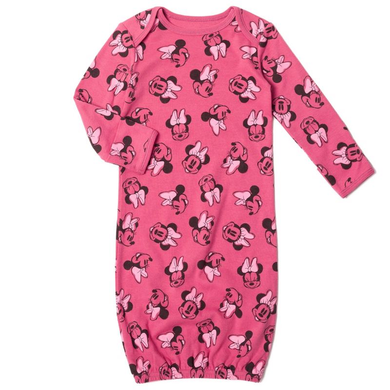 Disney Minnie Mouse Baby Girls 2 Pack Long Sleeve Swaddle Sleeper Gowns Newborn, 4 of 9