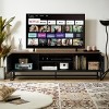 63‘’ Mid Century Modern TV Stand with Slatted Grille Doors,Media Console with Storage Shelves for Living Room Bedroom-Baofuwish - 3 of 4