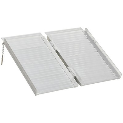 HOMCOM Textured Aluminum Portable Wheelchair Ramp for Home, Steps, Doorways, Foldable Handicap Ramp 2', Threshold Ramp with Strong Load-Bearing