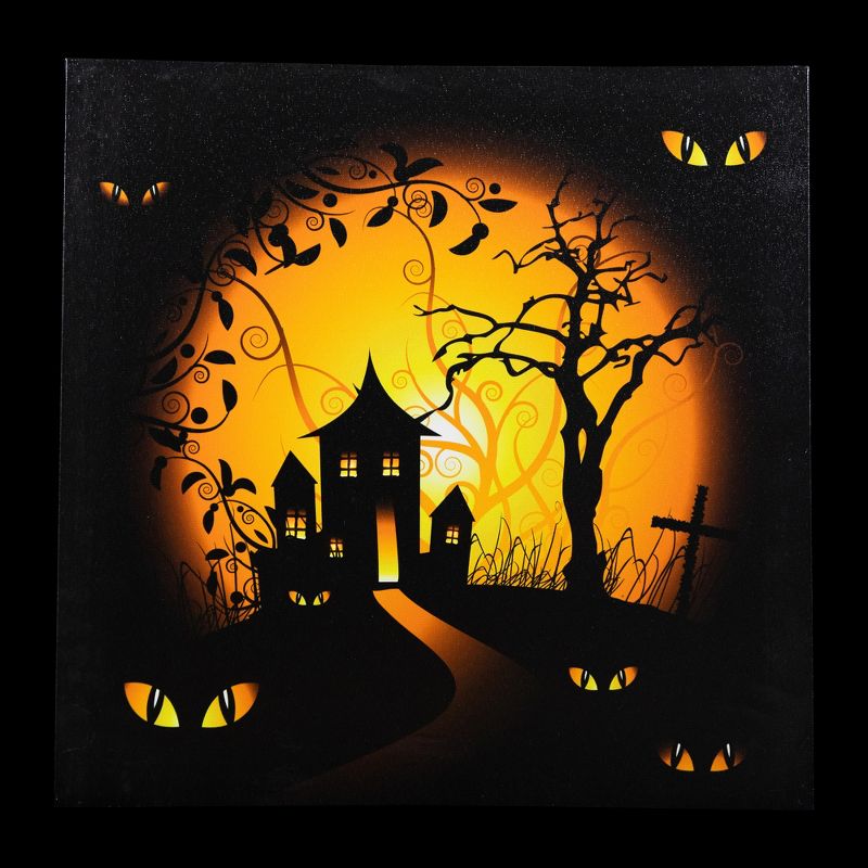 Northlight LED Lighted Spooky House Halloween Canvas Wall Art 19.75" x 19.75", 4 of 6