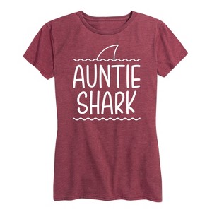 Women's - Instant Message - Auntie Shark Short Sleeve Graphic T-Shirt - 1 of 4