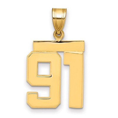 Black Bow Jewelry 14k Yellow Gold, Athletic Collection Medium Polished Number 91 Pendant