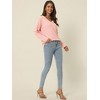 Seta T Women's V Neck Waffle Knit Long Sleeve Casual Tunic Blouses - 3 of 4
