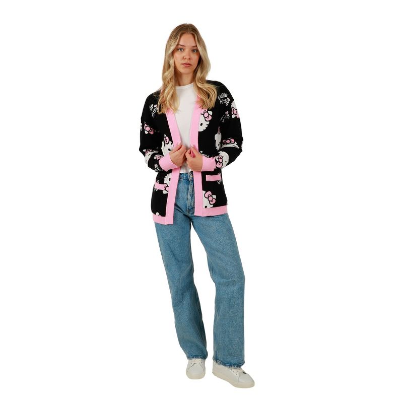 Women's Officially Licensed Hello Kitty Relaxed Fit Knit Cardigan, 2 of 7