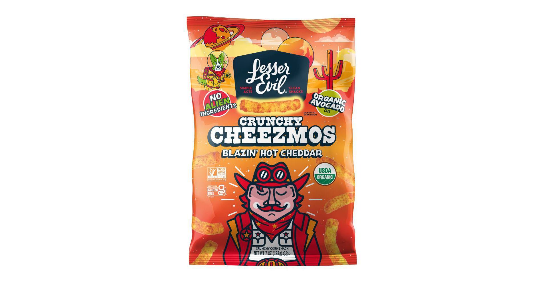 LesserEvil Cheezmos Blazin' Hot Cheddar Chips - 7oz