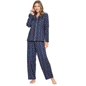 Casual Nights Women's Long Sleeve Rayon Button Down Pajama Set - 1 of 4