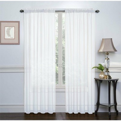 GoodGram 2 Pack: High Woven Elegant White Sheer Curtains - 52 in. W x 84 in. L, White