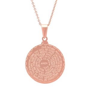 Steeltime 24" double sided stainless steel lord's prayer and serenity prayer pendant. Color Options: Silver, Gold, Rose Gold - 1 of 4