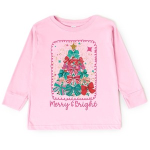 Merry & Bright Bow Tree - Toddler Long Sleeve Graphic Tee - 1 of 4