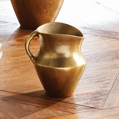 Elaina Small Gold Asymmetrical Aluminum Decorative Pitcher