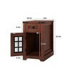 End Table with Glass Barn Door, LED Lights & Charging Station, Wood Rustic Nightstand - 2 of 4