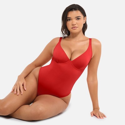 Feelingirl Women's Deep V Neck Tummy Control Thong Shapewear Bodysuit