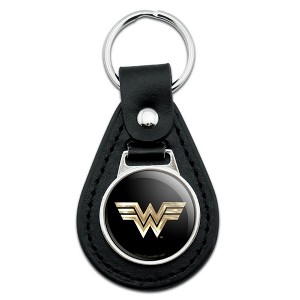 Wonder Woman 1984 Golden Logo Black Leather Keychain - 1 of 4