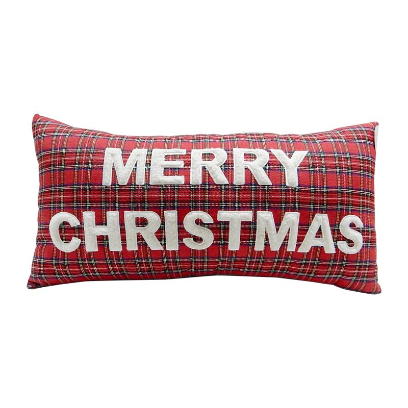 Faux Fur Merry Chrsitmas Pillow 12x24 - Levtex Home, 1 of 2