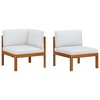 Garden Lounge Set Cream White, Black Solid Acacia Wood, Rope Medium vidaXL - 2 of 4