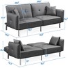 Yaheetech Fabric Futon Sofa Bed with Armrest Adjustable Backrest For Living Room - 3 of 4