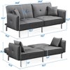 Yaheetech Fabric Futon Sofa Bed with Armrest Adjustable Backrest For Living Room - image 3 of 4