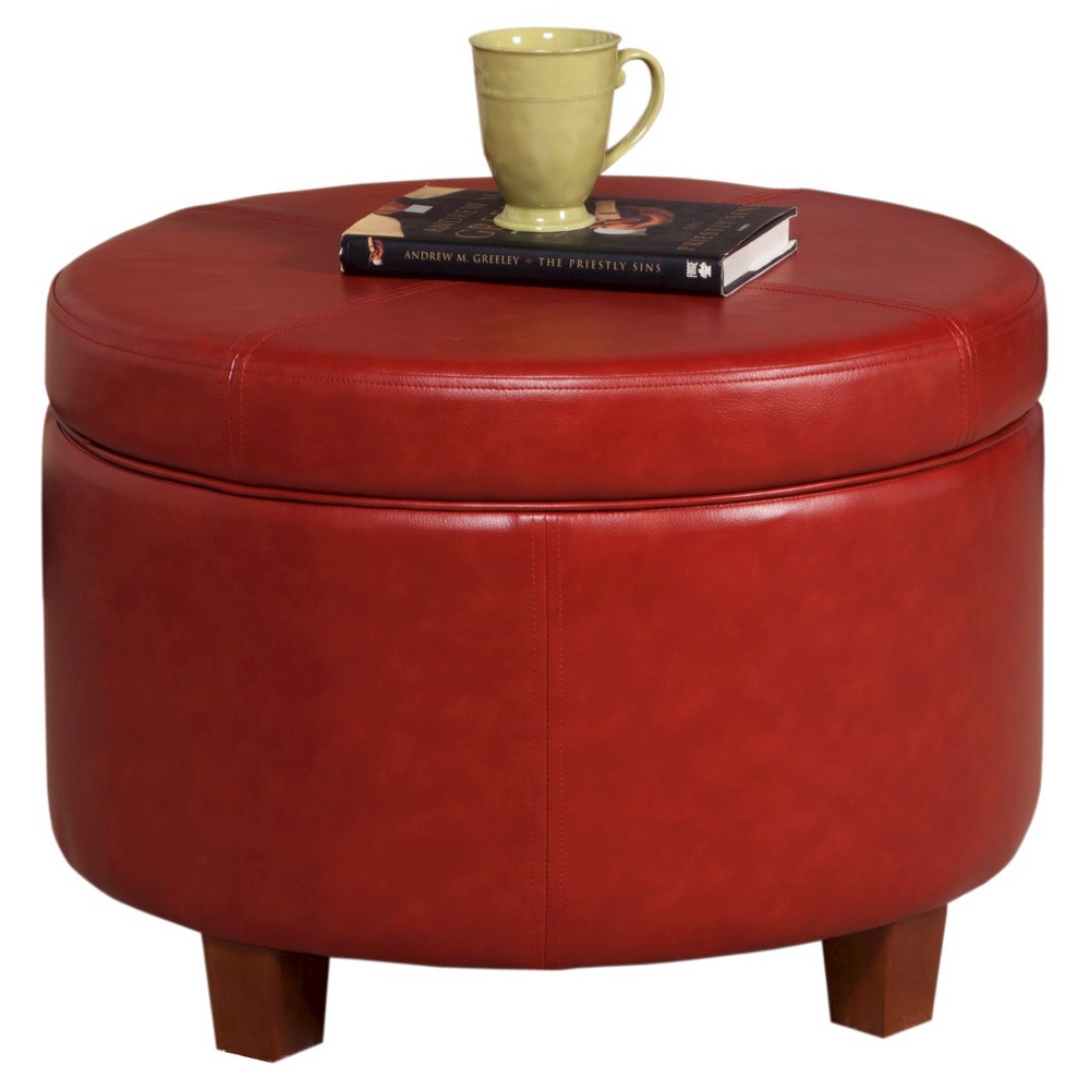 Homepop Large Faux Leather Round Storage Ottoman - Cinnamon was $104.99 now $78.74 (25.0% off)