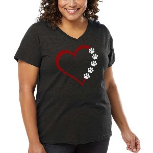 LA Pop Art Meow Heart - Women's Word Art V-Neck - 1 of 4