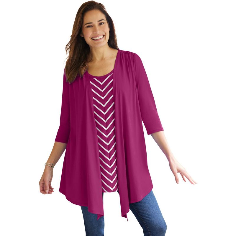 Woman Within Women's Plus Size 7-Day Layered 2-in-1 Tunic, 1 of 2