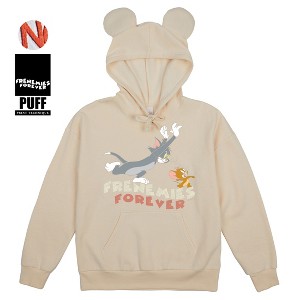 Tom & Jerry Frenemies Forever Adult Tofu Long Sleeve Hooded Sweatshirt With 3D Ears - 1 of 2