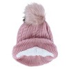 CTM Women's Knit Winter Beanie with Cuff and Synthetic Fur Pom - 2 of 4