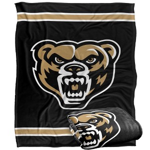 Oakland University Primary Logo Stripes Silky 50x60 Blanket, 1 Sided - 1 of 4