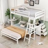 NicBex Twin over Full Size Bunk Bed with Desk Pinewood Frame Bed Frame with 3 Drawers, Guardrails and Slant Ladder, No Box Spring Required - 2 of 4