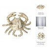 Coastal Crab Figurine - Decorative Gold Aluminum Metal Sculpture - Nautical Accent for Home, Office, Bedroom, Living Room - 7" Metallic Gold - 3 of 4