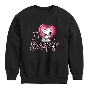 Boys' - Peanuts - I Heart Snoopy Graphic Long Sleeve Fleece Sweatshirt - 1 of 4