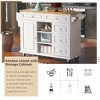 53" Kitchen Cart with Rubber Wood Top, Rolling Kitchen Island with 5 Drawers, Spice Rack, Towel Holder & Adjustable Shelves - ModernLuxe - 4 of 4