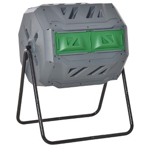 Aghana Digitals Dual Chamber 43 Gallon Rotating Composter with 360° Tumbling Design, Orange, - 1 of 4