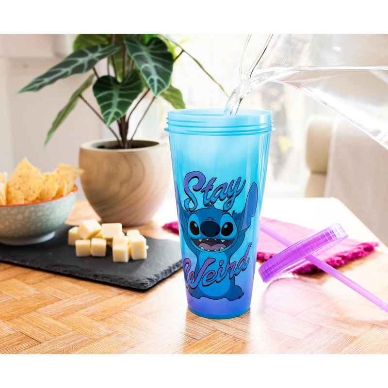 Silver Buffalo Disney Lilo & Stitch "Stay Weird" Color-Changing Plastic Tumbler | 24 Ounces, 4 of 7