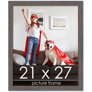 PosterPalooza | Textured Grey Picture Frame - UV Acrylic, Foam Board Backing, Hanging Hardware - 1 of 4