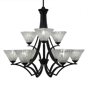 Toltec Lighting Zilo 9 - Light Chandelier in  Matte Black with 7" Italian Ice Shade - 1 of 1