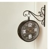 Manual Woodworkers and Weavers Bracket Wall Clock with Vintage-Inspired Iron Frame and Double-Sided Station Style Design - 2 of 3