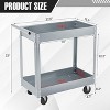 2 Tier Metal Utility Cart,330 Lbs Metal Heavy Duty Collapsible Utility Cart On Wheels,for Mechanic, Garage,Workshop, Warehouse & Repair Shop，Gray - 2 of 4