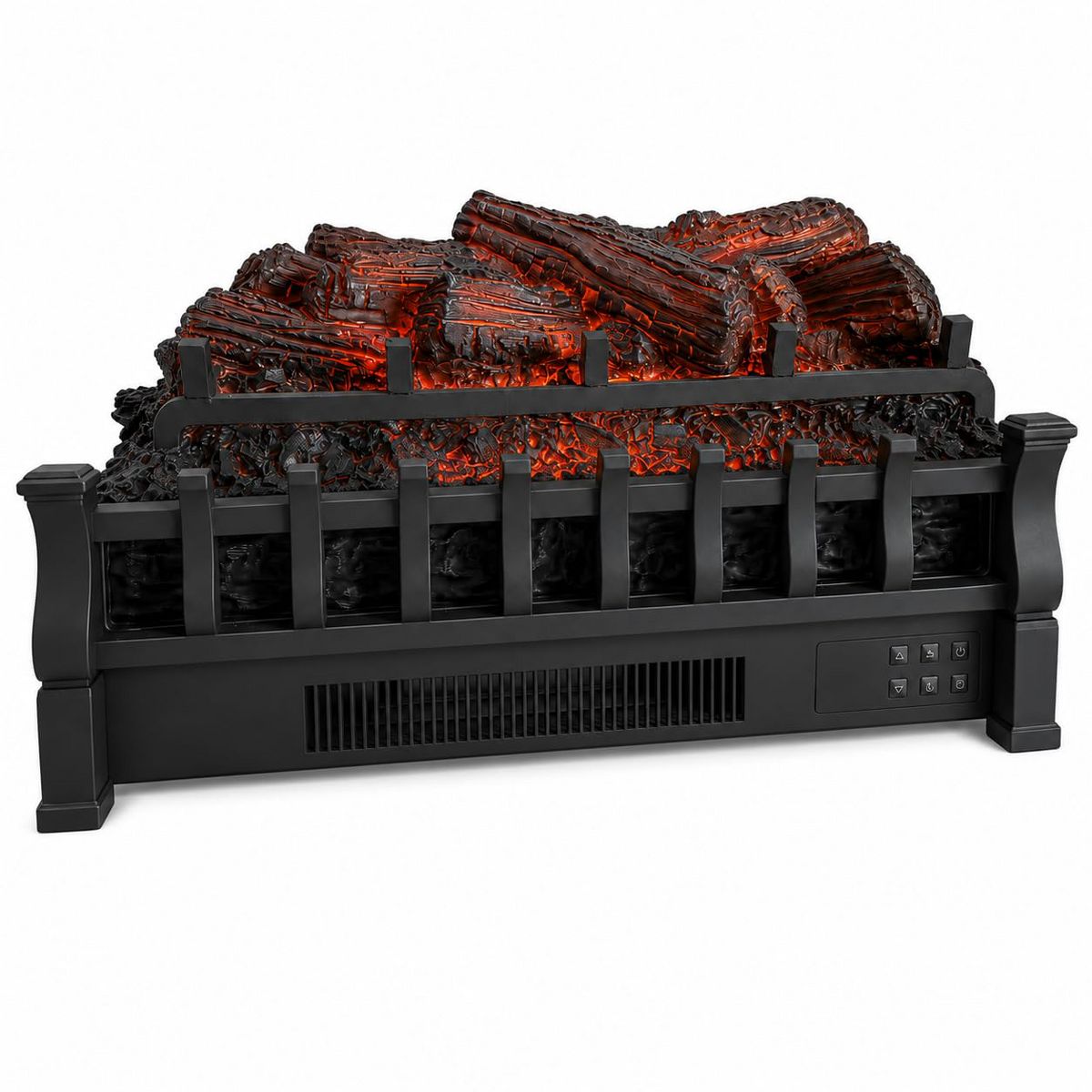 Garvee 23" Electric Fireplace Log Set Heater, Charcoal, 3 Brightness, Remote, 120V/1500W